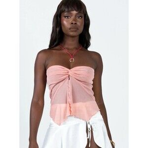 PRINCESS POLLY Sheer Fairycore Tinker Top, Pink Shimmer- Size 4